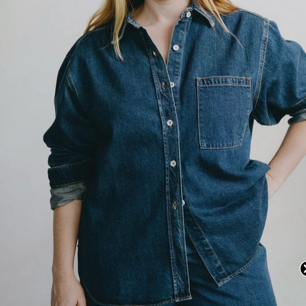 OZMA Dark Blue Denim Button-Down Shirt
